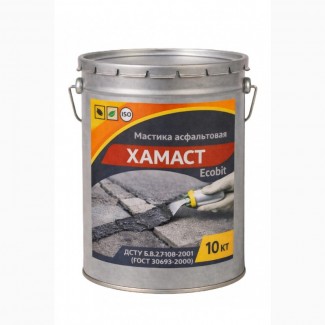 Мастика асфальтовая ХАМАСТ ЭКОБИТ ведро 10, 0 кг ДСТУ Б.В.2.7-108-2001 (ГОСТ 30693-2000)