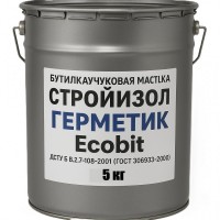 СтройИзол-Герметик ЭКОБИТ ведро 5, 0 кг бутилкаучуковая мастика для швов