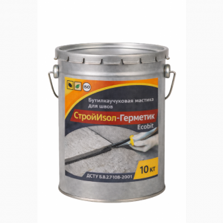 СтройИзол-Герметик ЭКОБИТ ведро 10, 0 кг бутилкаучуковая мастика для швов