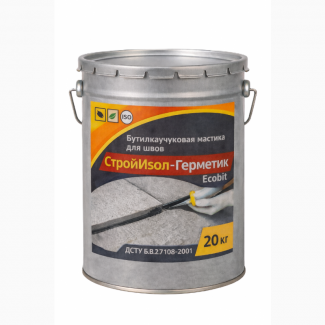 СтройИзол-Герметик ЭКОБИТ ведро 20, 0 кг бутилкаучуковая мастика для швов